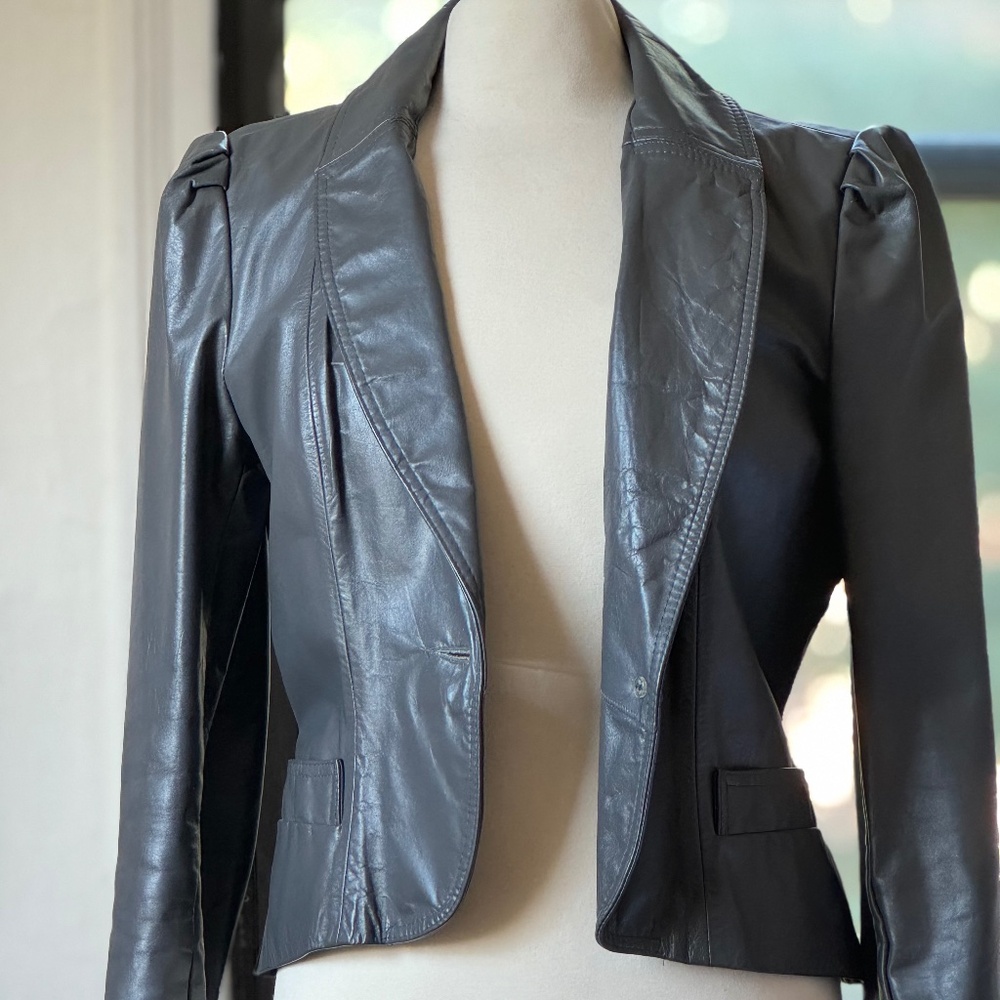Vintage Gray Leather Jacket